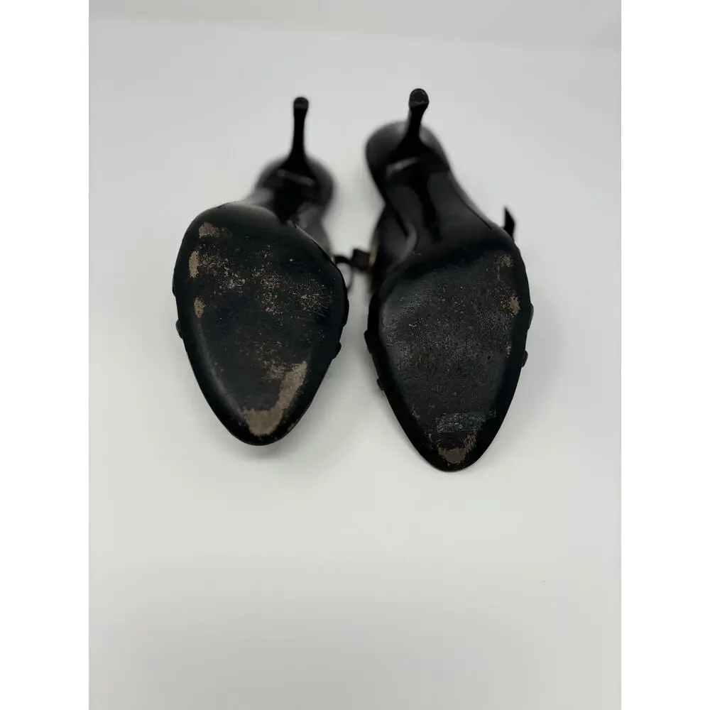 Gucci Women's Black Studded Strappy Heels Size 8 - Picture 6 of 16